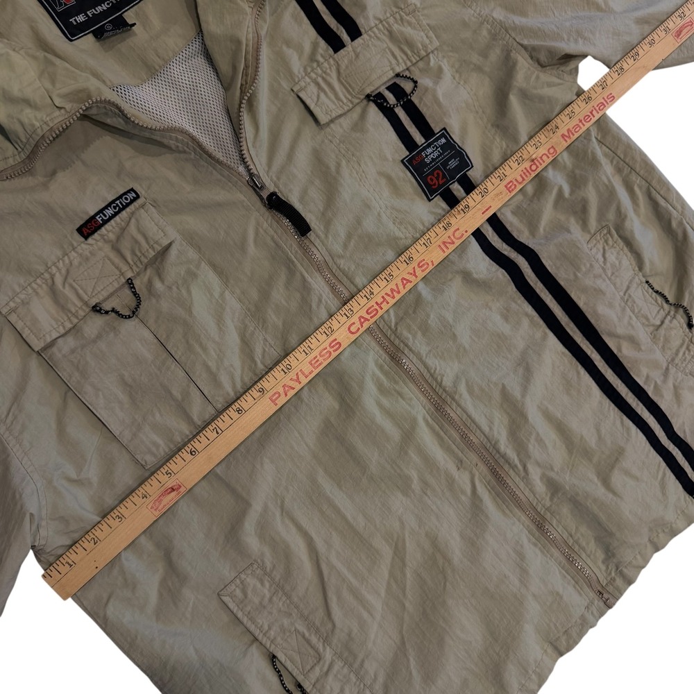 ASG Athletic USA Function VTG 90s XL Tan Nylon Windbreaker Jacket Stripe READ - Picture 16 of 16